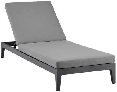 Argiope Outdoor Patio Adjustable Chaise Lounge Chair in Aluminum with Gray Cushions