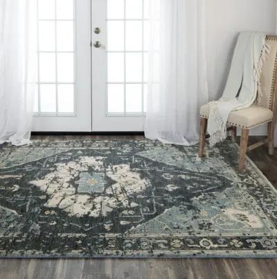 Belmont Blue  Hand Spun Wool 2' x 3'  Rectangle Rug