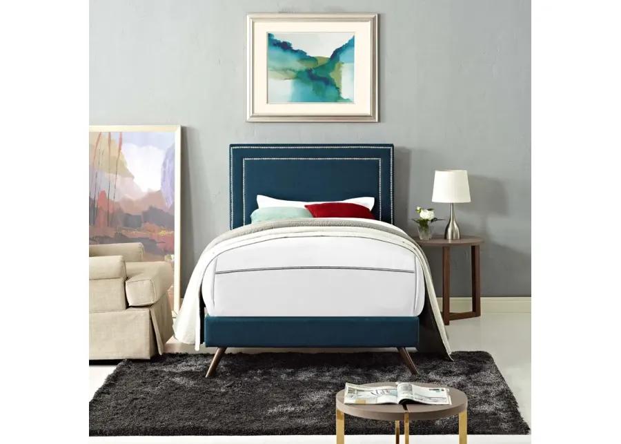 Virginia Twin Fabric Platform Bed with Round Splayed Legs