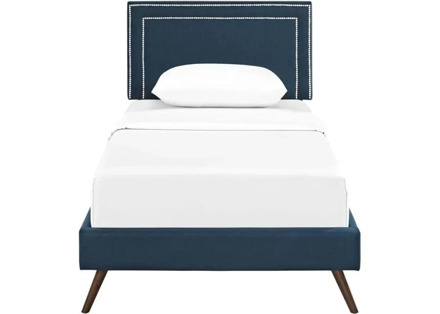 Virginia Twin Fabric Platform Bed with Round Splayed Legs