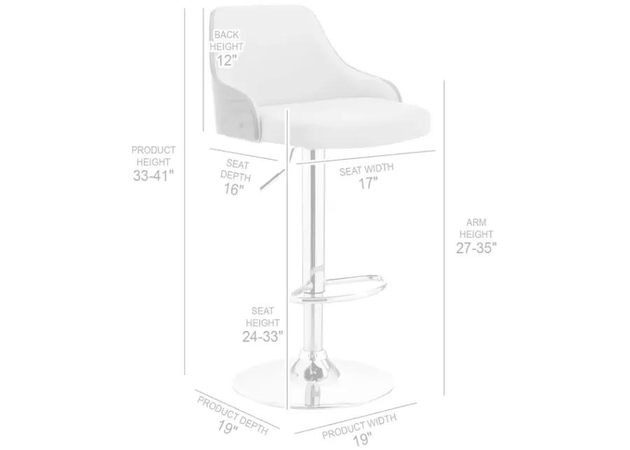 Asher Adjustable Cream Faux Leather and Chrome Finish Bar Stool