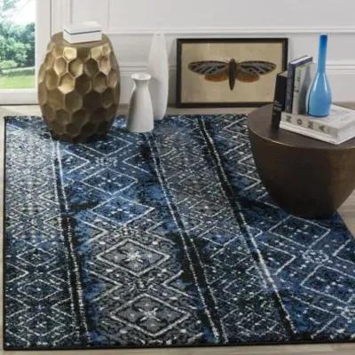 Adirondack Contemporary Blue / Black 2'-6" X 4' Powerloomed Rug