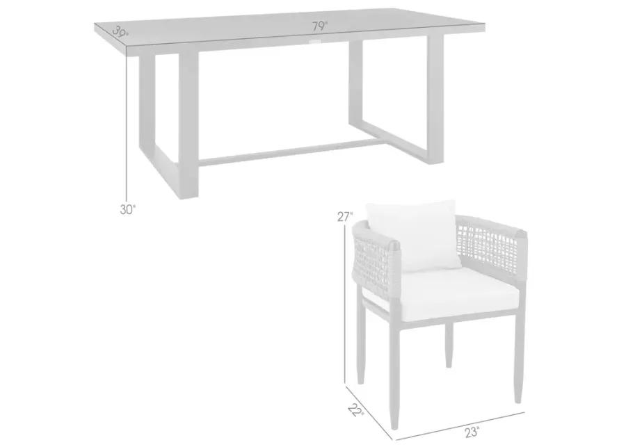 Felicia Outdoor Patio 5-Piece Dining Table Set in Aluminum with Gray Rope and Cushions