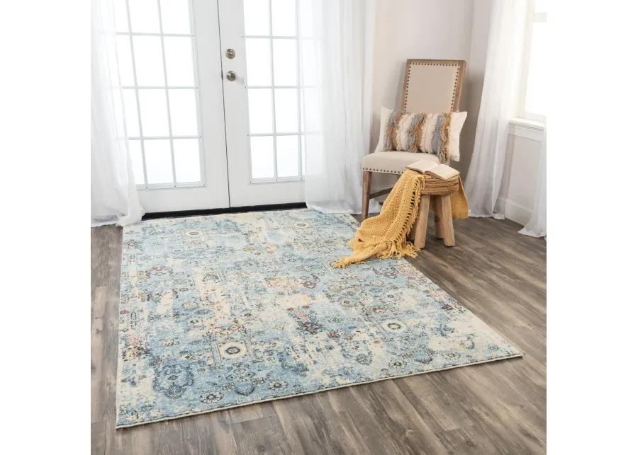 Ovation Blue/Beige distressed/classical N Z wool 10' x 13' Rectangle Rug