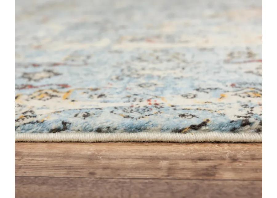 Ovation Blue/Beige distressed/classical N Z wool 10' x 13' Rectangle Rug