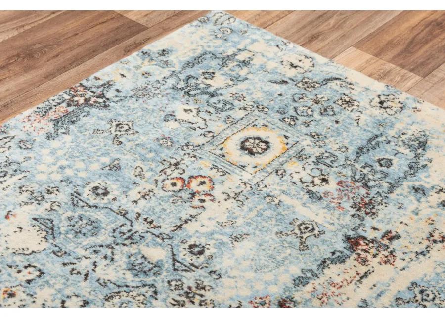 Ovation Blue/Beige distressed/classical N Z wool 10' x 13' Rectangle Rug