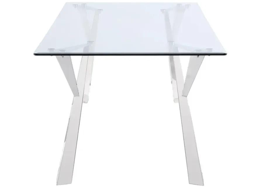 Alaia Rectangular Glass Top Dining Table Clear and Chrome