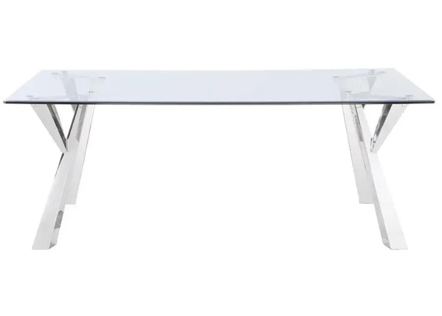 Alaia Rectangular Glass Top Dining Table Clear and Chrome