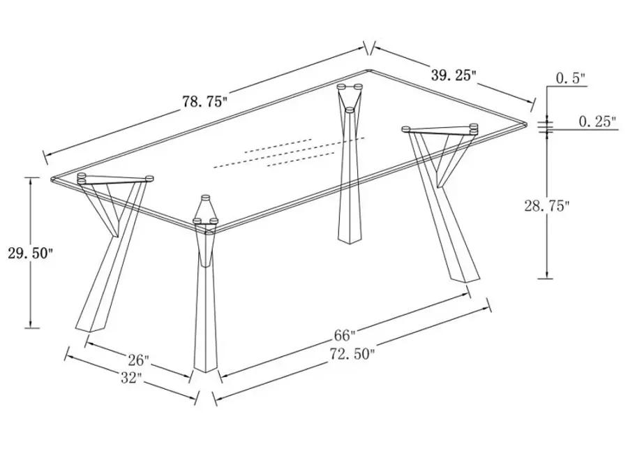 Alaia Rectangular Glass Top Dining Table Clear and Chrome