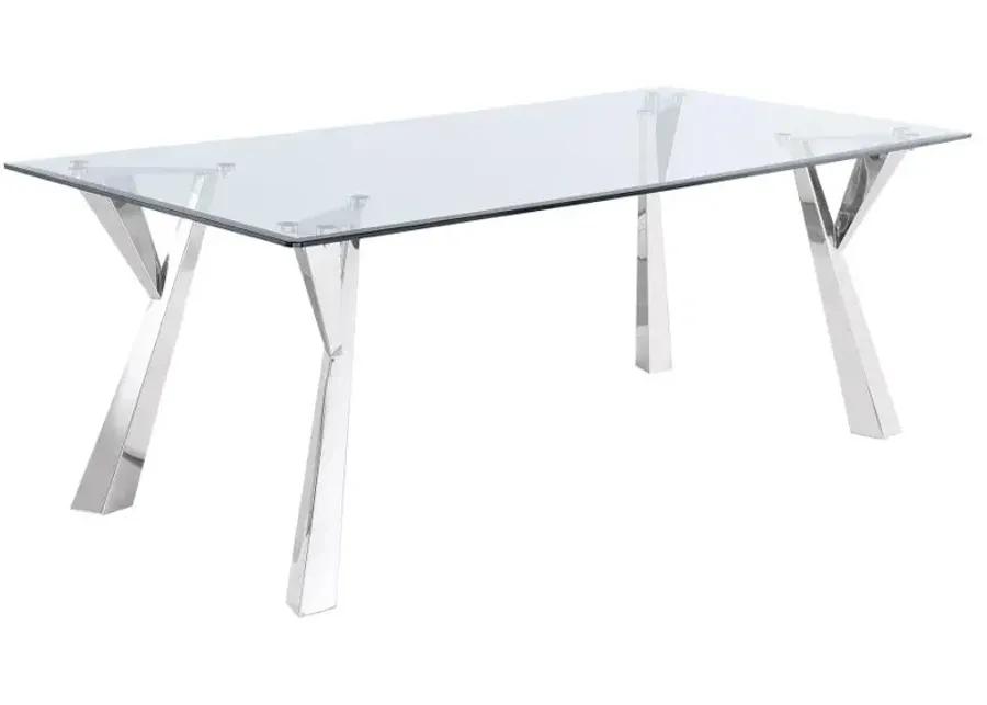 Alaia Rectangular Glass Top Dining Table Clear and Chrome