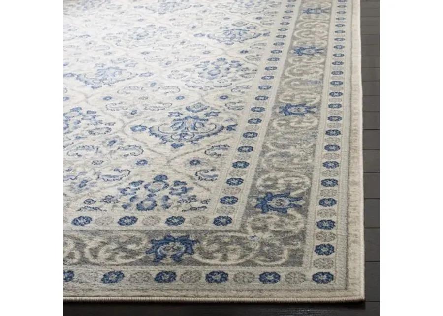 Brentwood 870 Light Grey / Blue 3' X 3' Round Round Powerloomed Rug