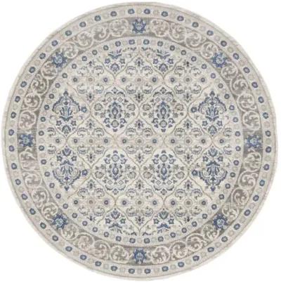 Brentwood 870 Light Grey / Blue 3' X 3' Round Round Powerloomed Rug