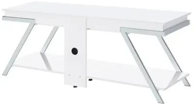 Marcia 1-drawer Wood 60" TV Stand White High Gloss and Chrome