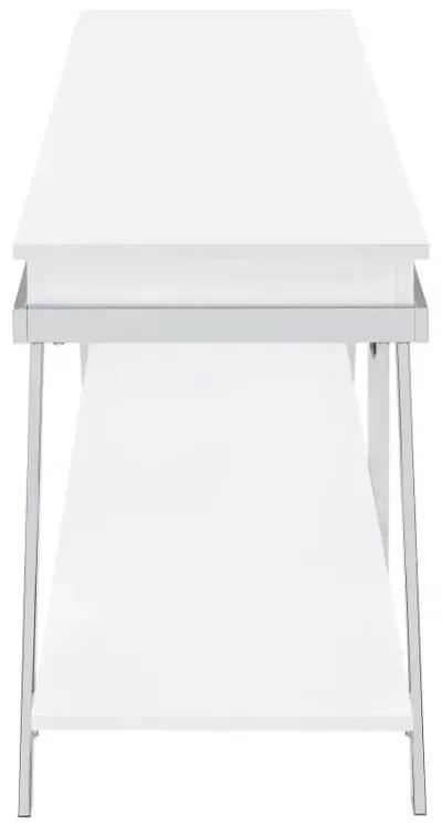 Marcia 1-drawer Wood 60" TV Stand White High Gloss and Chrome