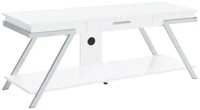 Marcia 1-drawer Wood 60" TV Stand White High Gloss and Chrome