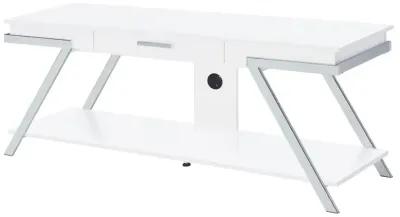 Marcia 1-drawer Wood 60" TV Stand White High Gloss and Chrome