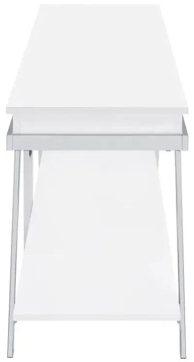 Marcia 1-drawer Wood 60" TV Stand White High Gloss and Chrome