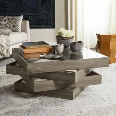 Anwen Mid-Century Modern Geometric Wood Coffee Table