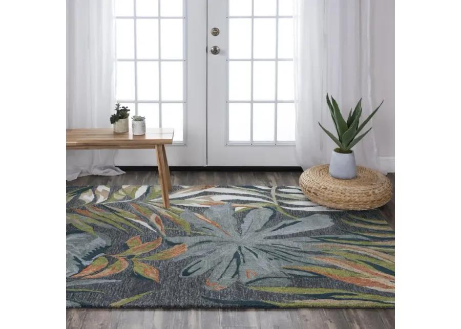 Miramar Charcoal Coastal  Recycled Polyester 5' x 7'6" Rectangle Rug