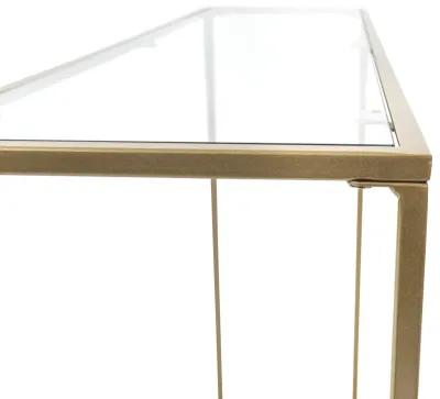 Arvi 36" Console in Clear Glass with Brass Base