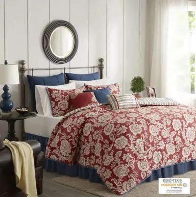 Madison Park Lucy Red 9 Piece Cotton Twill Reversible Duvet Set