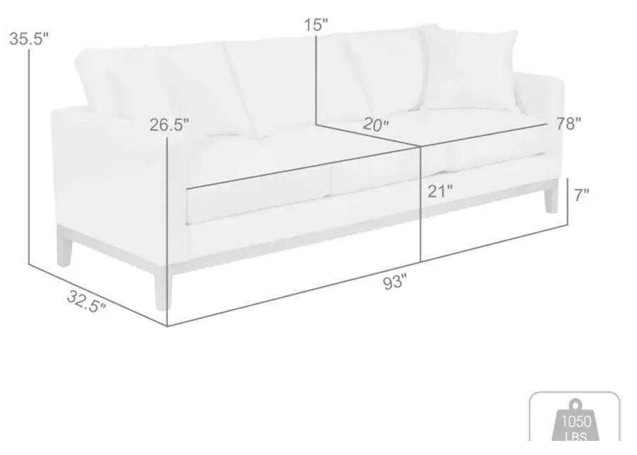 Donna 93" Upholstered Sofa in Platinum Gray