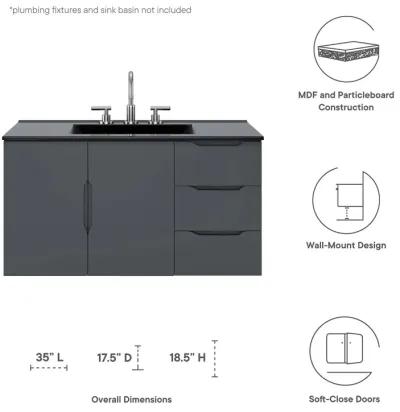 Vitality 36" Bathroom Vanity Cabinet (Sink Basin Not Included)