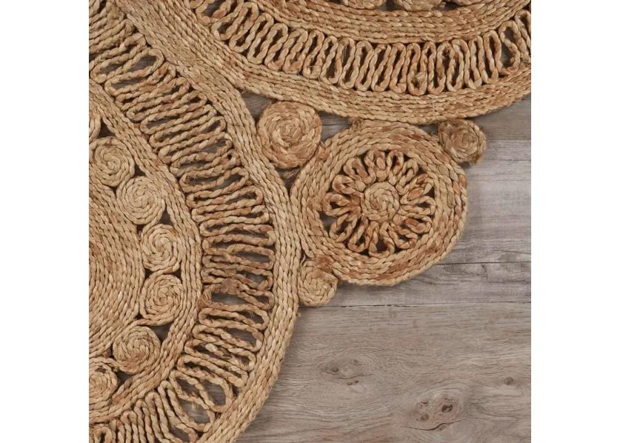 Nature Contemporary Floral Organic Jute Indoor Round Area Rug 6'