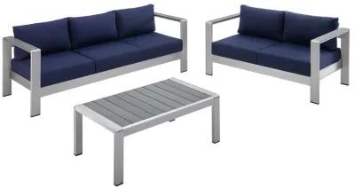 Shore Sunbrella® Fabric Outdoor Patio Aluminum 3 Piece Set