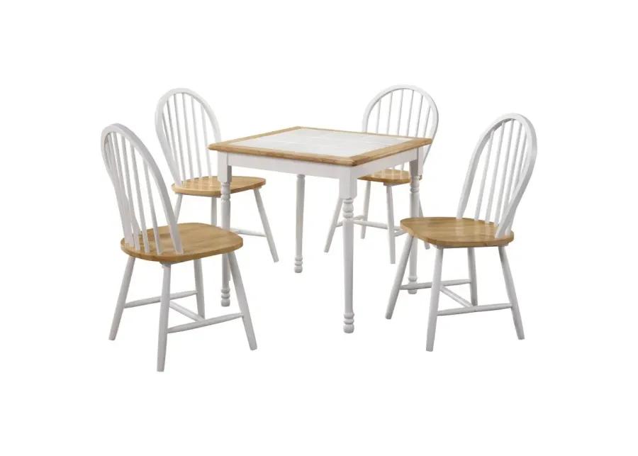 Carlene 5-piece Square Dining Table Natural Brown and White