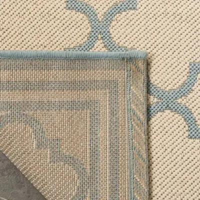 LINDEN 121 Collection LND121L-6SQ Cream / Aqua 6'-7" X 6'-7" Square