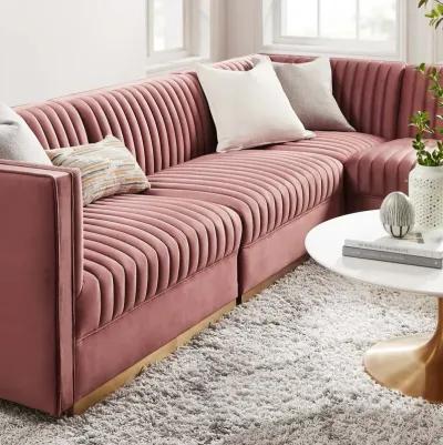 Sanguine Channel Tufted Performance Velvet 4-Piece Right-Facing  Sectional