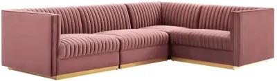 Sanguine Channel Tufted Performance Velvet 4-Piece Right-Facing  Sectional