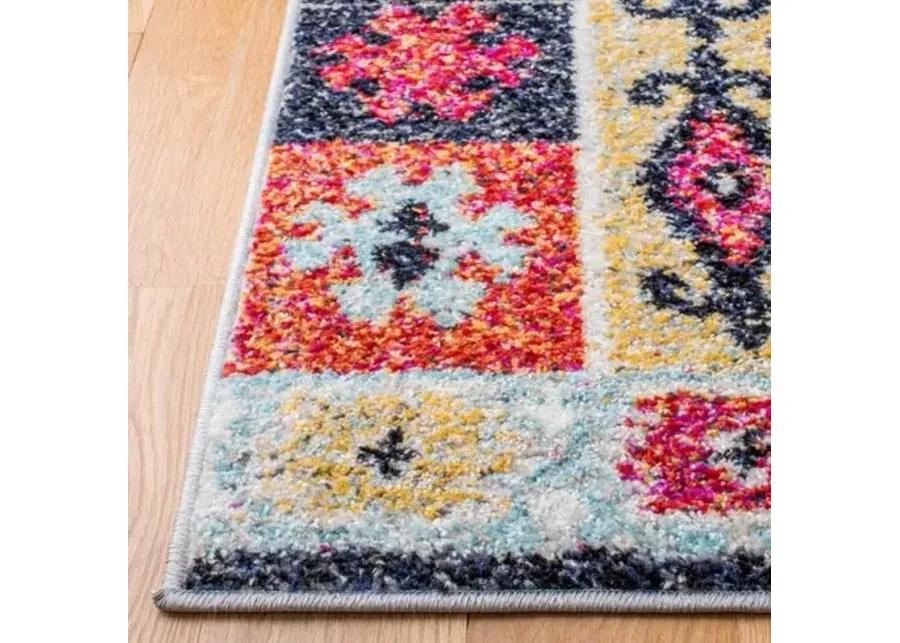 Adirondack Contemporary Aqua / Fuchsia 5'-1" X 7'-6" Powerloomed Rug