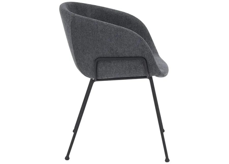 Zach Armchair in Dark Gray Fabric and Black Legs - Set of 2