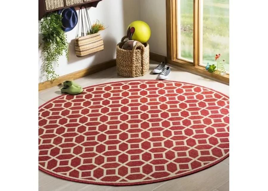 LINDEN 127 Collection LND127Q-6R Red / Creme 6'-7" X 6'-7" Round