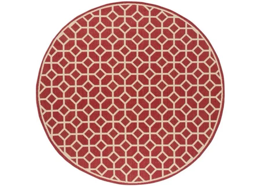 LINDEN 127 Collection LND127Q-6R Red / Creme 6'-7" X 6'-7" Round