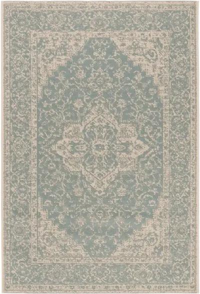 LINDEN 137 Collection LND137K-5 Aqua / Cream 5'-3" X 7'-6"