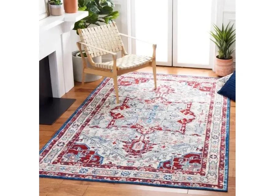 Brentwood 852 Ivory / Red 5'-3" X 7'-6" Medium Rectangle Powerloomed Rug