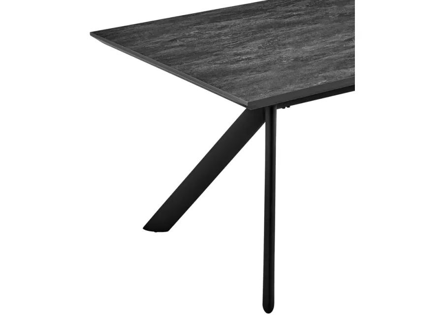 Margot Dark Gray Rectangular Dining Table with Black Finish