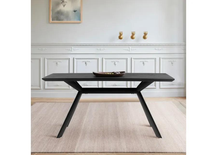 Margot Dark Gray Rectangular Dining Table with Black Finish