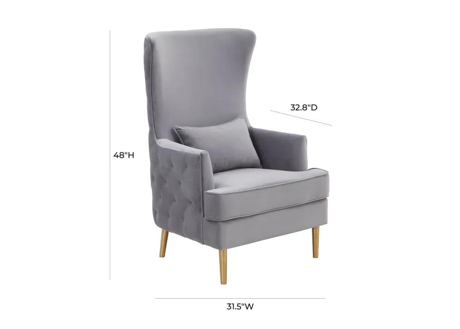 Alina Grey Tall Tufted Back Chair