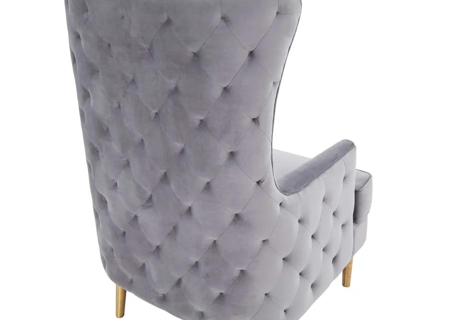 Alina Grey Tall Tufted Back Chair