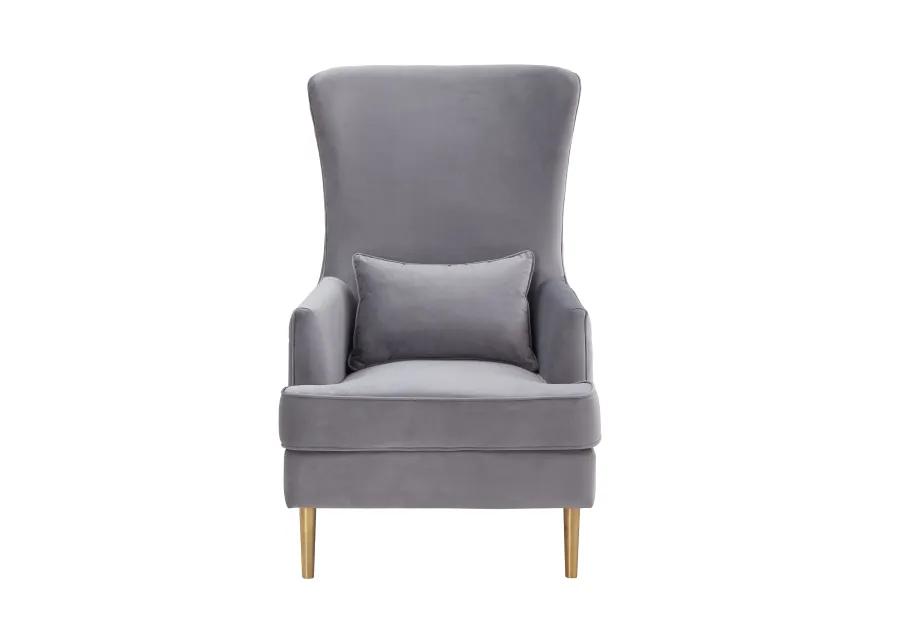 Alina Grey Tall Tufted Back Chair