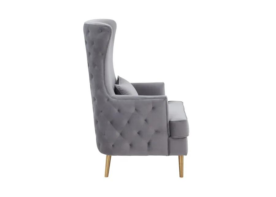 Alina Grey Tall Tufted Back Chair