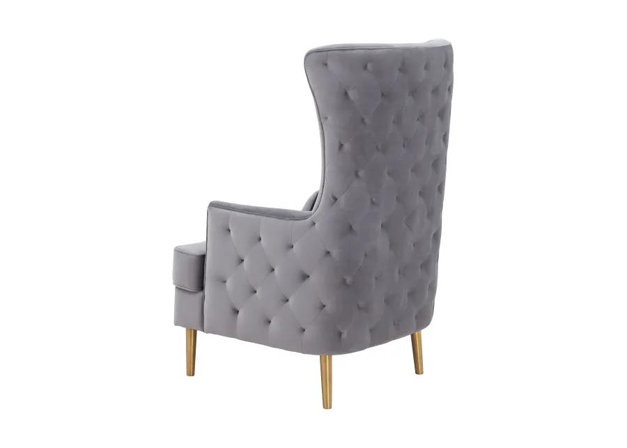 Alina Grey Tall Tufted Back Chair