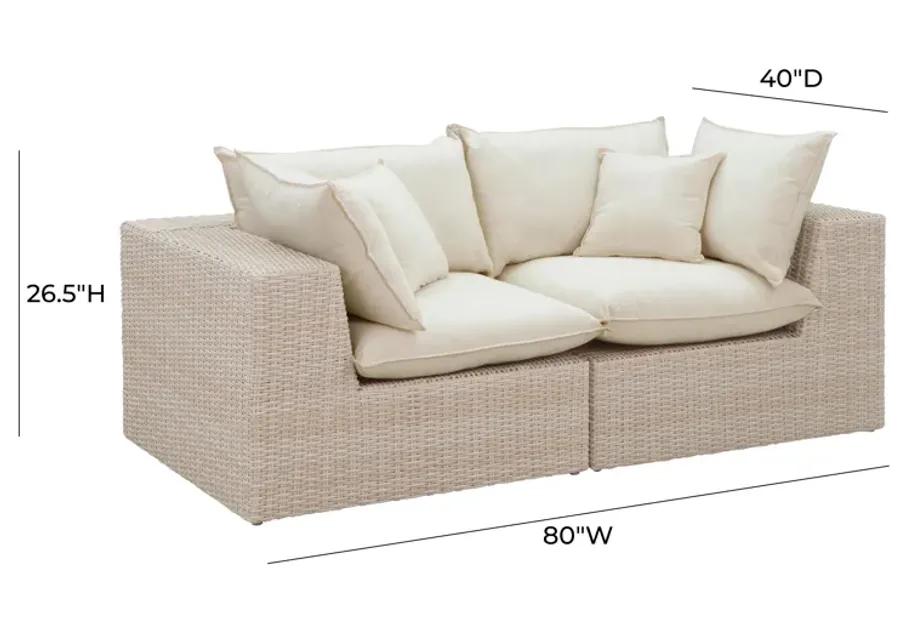 Cali Natural Wicker Outdoor Modular Loveseat