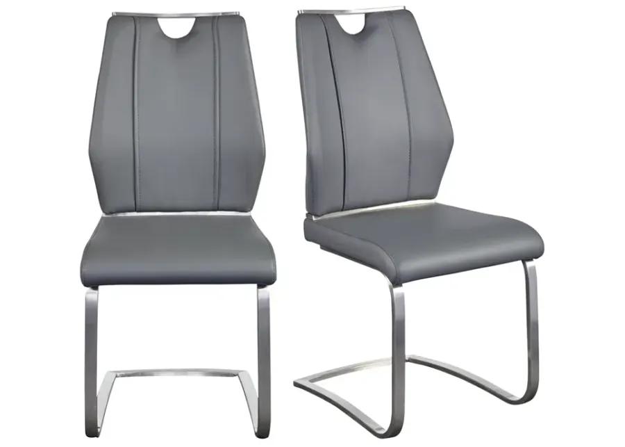 Lexington Side Chair in Gray and Brushed Stainless Steel - Set of 2