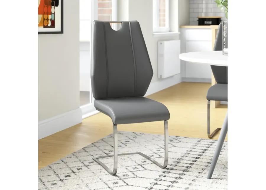 Lexington Side Chair in Gray and Brushed Stainless Steel - Set of 2