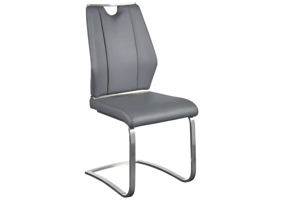 Lexington Side Chair in Gray and Brushed Stainless Steel - Set of 2